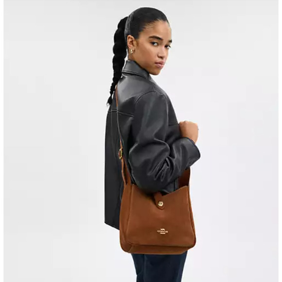 Coach Hadley Convertible Shoulder/Crossbody Bag In Suede/Gold/Sienna CCG43 NWT - Picture 8 of 11